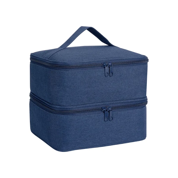 منظم طلاء أظافر محمول باليد بطبقتين، حقيبة يد لمستحضرات التجميل للفتيات والنساء