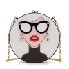 حقيبة كلاتش دائرية من الأكريليك بتصميم امرأة أنيق وجذاب، حقيبة فاخرة للحفلات للنساء يمكن استخدامها كحقيبة يد أو كتف مع سلسلة