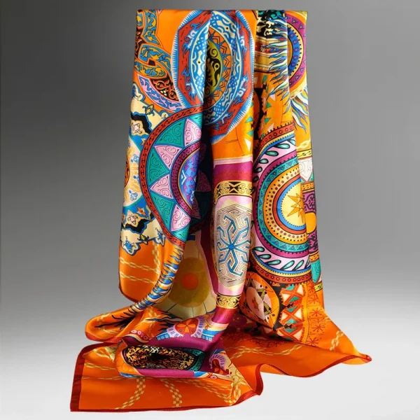 وشاح نسائي مصنوع من الحرير الطبيعي 100٪، بطباعة أنيقة