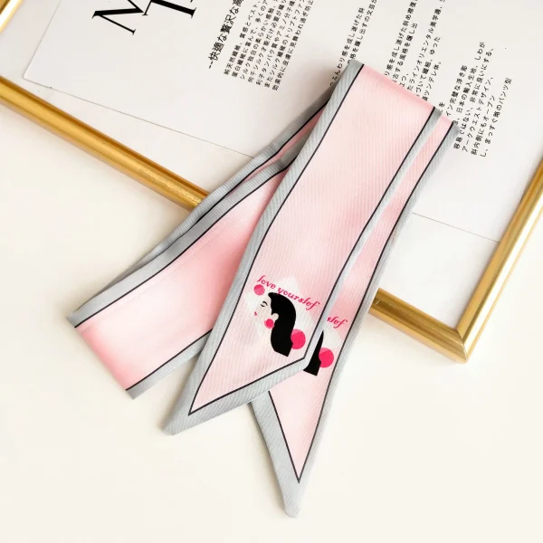 وشاح رفيع على الطراز الكوري بتصميم فني، يمكن استخدامه كوشاح صغير للرقبة أو ربطة شعر أو شريط للذراع أو الحقيبة.