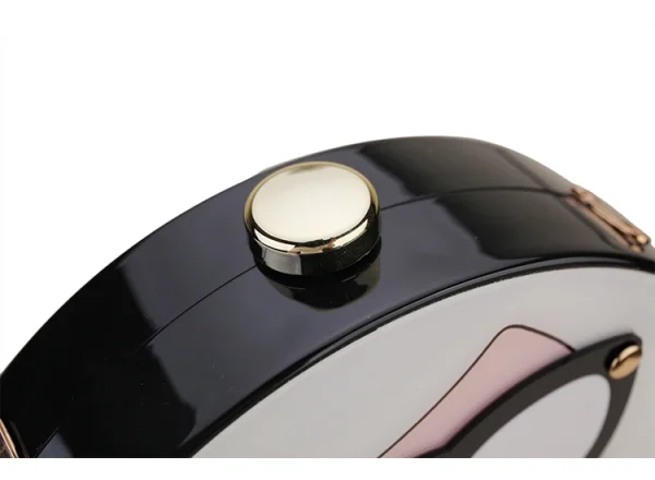 حقيبة كلاتش دائرية من الأكريليك بتصميم امرأة أنيق وجذاب، حقيبة فاخرة للحفلات للنساء يمكن استخدامها كحقيبة يد أو كتف مع سلسلة