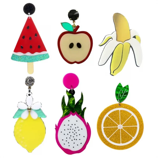 أقراط نسائيةمن   FishSheep بتصميم لطيف لفاكهة البيتايا (التنين)