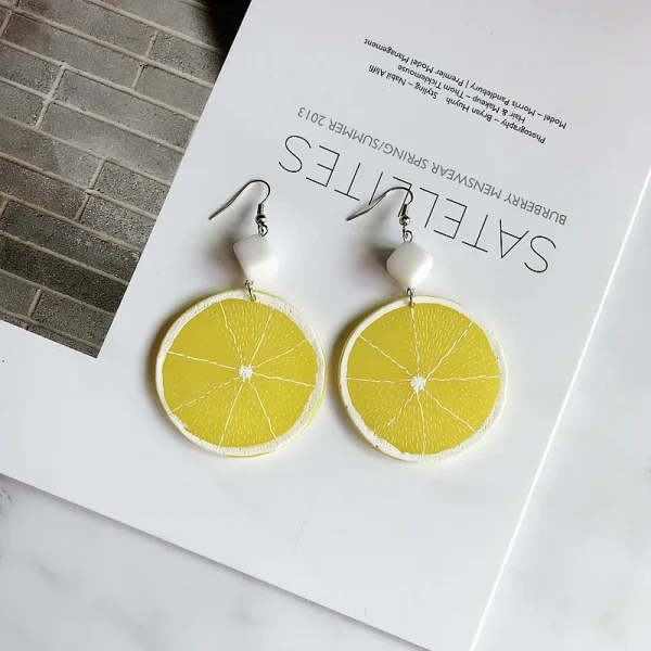 أقراط نسائيةمن   FishSheep بتصميم لطيف لفاكهة البيتايا (التنين)