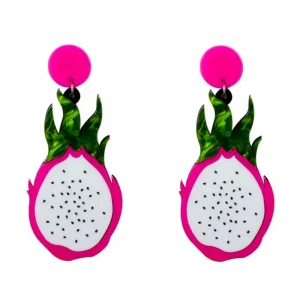 أقراط نسائيةمن   FishSheep بتصميم لطيف لفاكهة البيتايا (التنين)