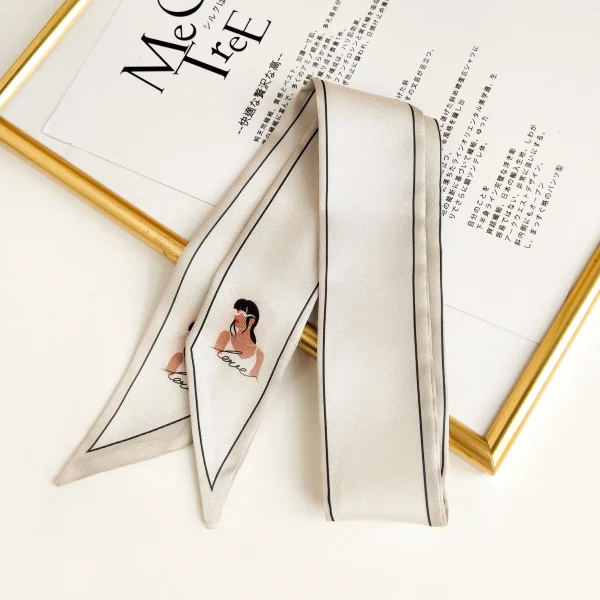 وشاح رفيع على الطراز الكوري بتصميم فني، يمكن استخدامه كوشاح صغير للرقبة أو ربطة شعر أو شريط للذراع أو الحقيبة.