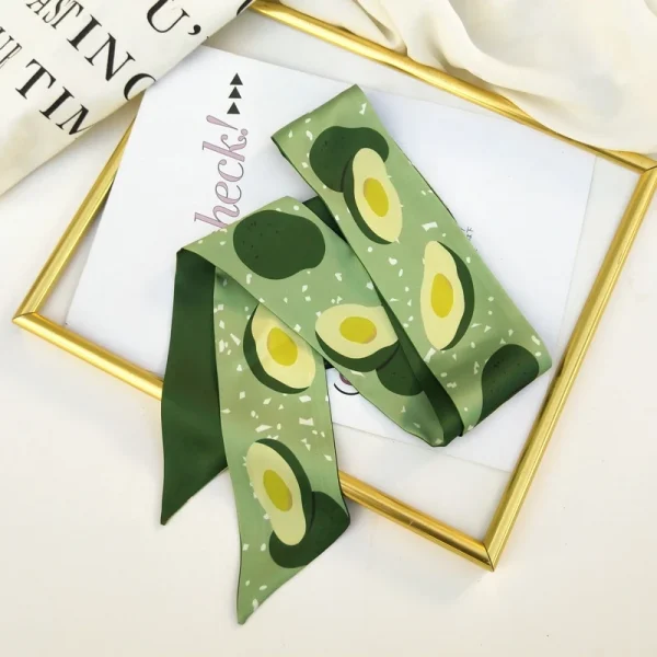 وشاح حريري صغير عصري متعدد الوظائف بنقشة فواكه