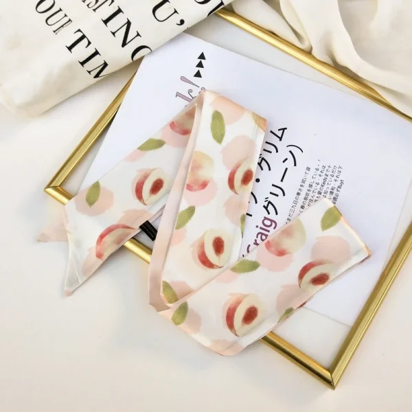 وشاح حريري صغير عصري متعدد الوظائف بنقشة فواكه