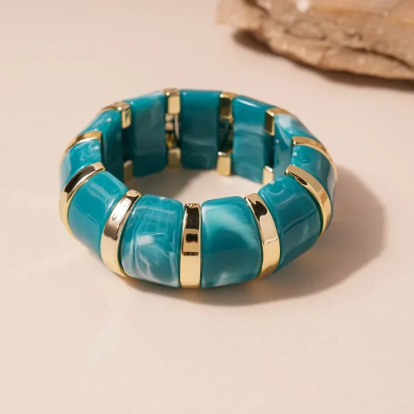 سوار أزرق من الأكريليك والراتنج، مزخرف بحبيبات الخيزران