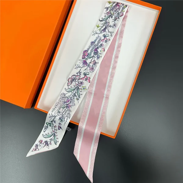 وشاح نسائي فاخر بنقشة زهرة البنفسج ،يمكن استخدامه مع الحقيبة، مصنوع من الحرير، يصلح كفولار أو ربطة شعر أو وشاح للرقبة أو عصابة رأس للسيدات.