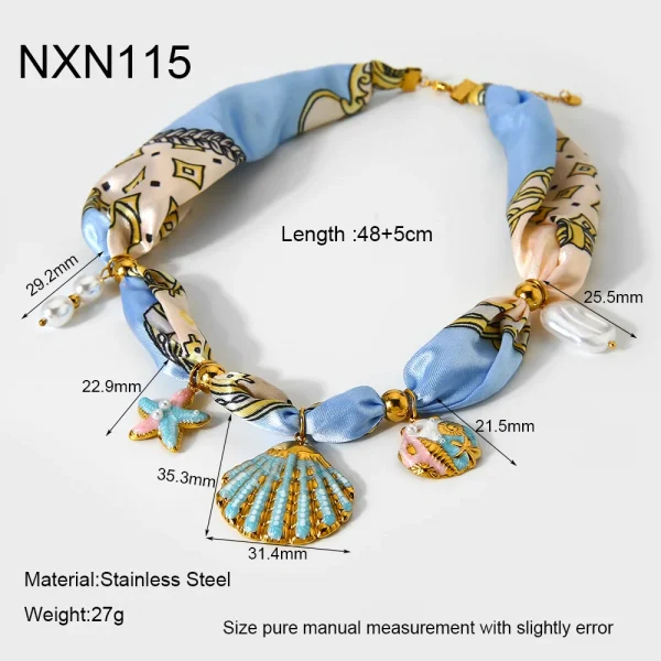 عقد نسائي من INS على طراز المحيط، مزين بتعليقة نجمة بحر وصدفة مطلية بالمينا الملون