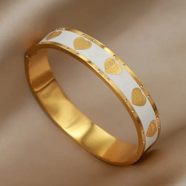 أساور نسائية بتصميم جديد مزينة بزهور بتأثير لوحات الزيت، مصنوعة من الفولاذ المقاوم للصدأ