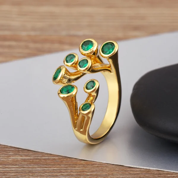 خواتم مفتوحة من AIBEF مطعّمة بزركون ملوّن