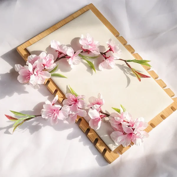 مشبك شعر زهرة الخوخ – دبوس شعر من زهرة حريرية وردية