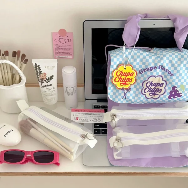 حقيبة مكياج نسائية قابلة للفك ثلاث حقائب في واحدة محمولة وقابلة للطي