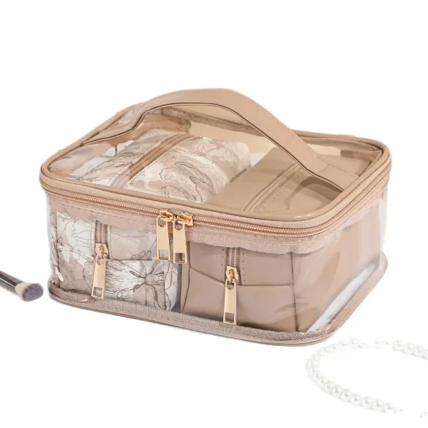 مجموعة جديدة من ثلاث قطع لحقيبة مكياج بسعة كبيرة بطبعة زهور