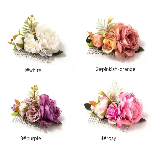 مشط شعر  مصنوع من قماش يحاكي الزهور بشكل واقعي، بتصميم وردة