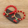 سوار من Nidin بتصميم على شكل الكرز والقلب مع خرز أحمر
