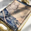 شالات نسائية من الحرير الخالص، مطبوع، تصميم فاخر، طويل الحجم