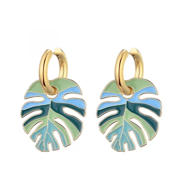 اقراط أنيقه على شكل ورقة ملونة