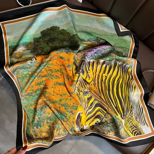 وشاح من الحرير الطبيعي بنسبة 100٪  يمكن استخدامه كبوفاندا أو شال أو لفة أنيقة للسيدات