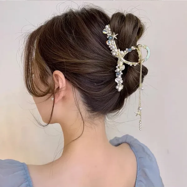 مشبك شعر من  *Haimeikang*  مزين بعرق اللؤلؤ و صدفة ونجم البحر