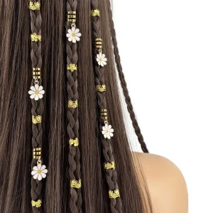 مجموعة 25 قطعة من مشابك الضفائر على شكل زهرة الأقحوان من سبيكة