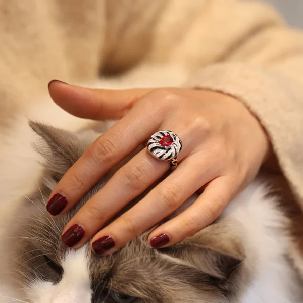 طقم مجوهرات Foydjew   العصري بنمط الحمار الوحشي والياقوت