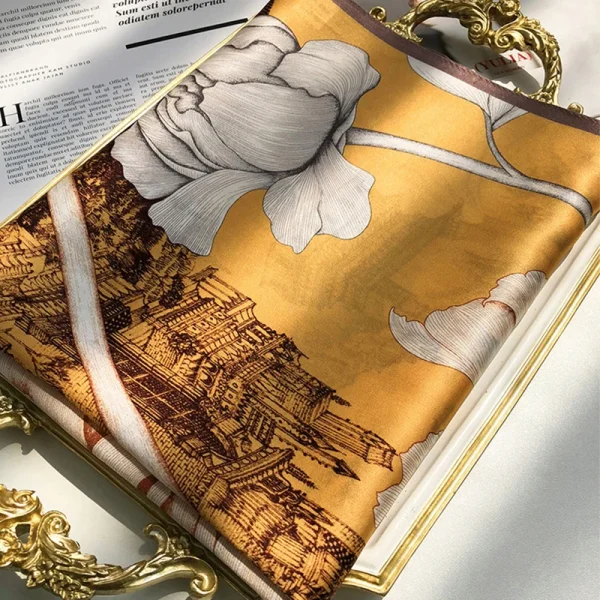 شالات نسائية من الحرير الخالص، مطبوع، تصميم فاخر، طويل الحجم