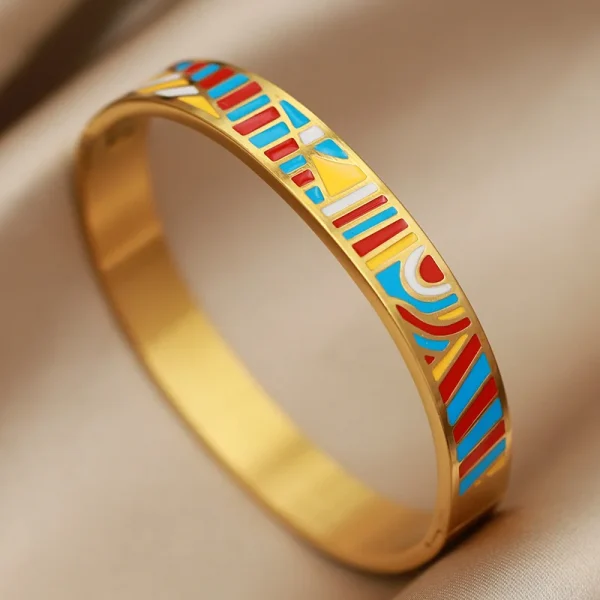 أساور نسائية بتصميم جديد مزينة بزهور بتأثير لوحات الزيت، مصنوعة من الفولاذ المقاوم للصدأ