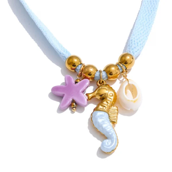 زوجان من أربطة الحذاء من يهبپ بطول 100 سم، بألوان الوردي والأخضر والبيج والأزرق، مصنوعة من ستانلس ستيل، مزينة بفواكه وصدف وحصان بحر، مناسبة للأحذية الكاجوال