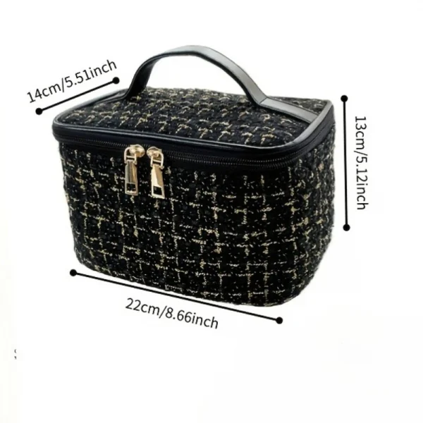 حقيبة مكياج بنقشة كورية مربعة