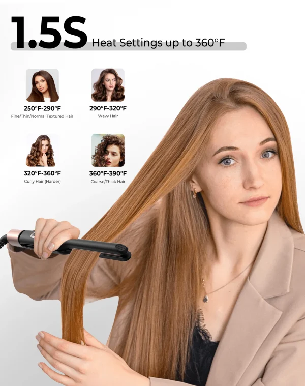 مكواة شعر مسطحة بحجم 3/10 بوصة