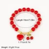 سوار من Nidin بتصميم على شكل الكرز والقلب مع خرز أحمر