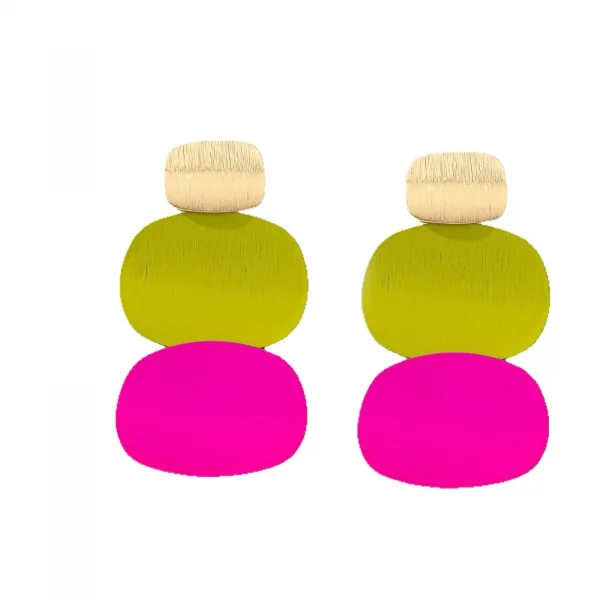 أقراط نسائية ملونة وعصرية بتصميم هندسي على شكل أقراص