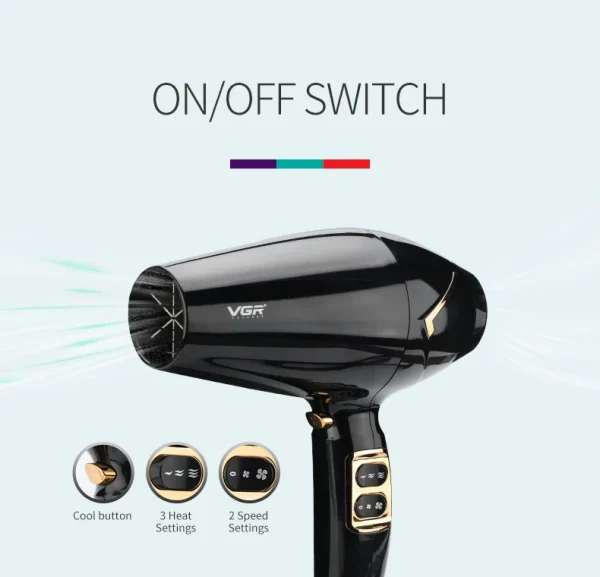 مجفف شعر VGR عملي وعالي القوة مناسب للصالونات المنزلية والمحترفين