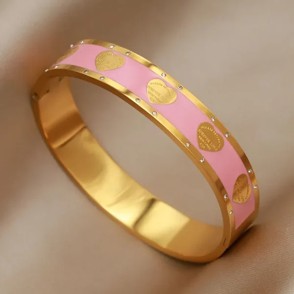 أساور نسائية بتصميم جديد مزينة بزهور بتأثير لوحات الزيت، مصنوعة من الفولاذ المقاوم للصدأ