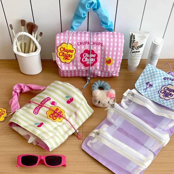 حقيبة مكياج نسائية قابلة للفك ثلاث حقائب في واحدة محمولة وقابلة للطي