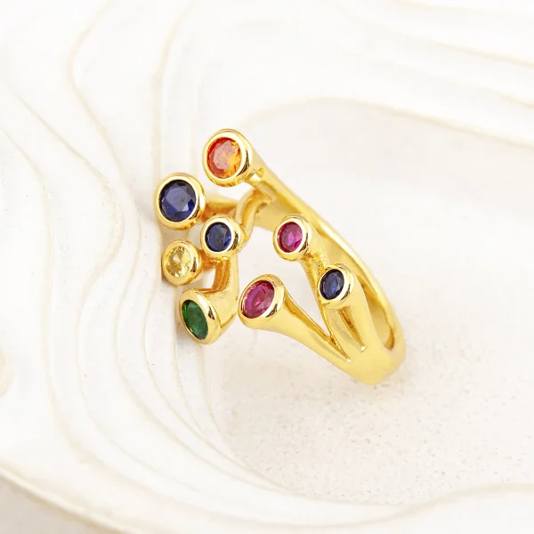 خواتم مفتوحة من AIBEF مطعّمة بزركون ملوّن