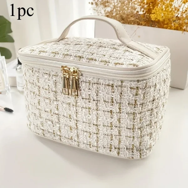 حقيبة مكياج بنقشة كورية مربعة