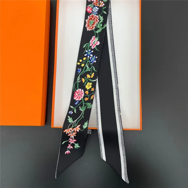 وشاح نسائي فاخر بنقشة زهرة البنفسج ،يمكن استخدامه مع الحقيبة، مصنوع من الحرير، يصلح كفولار أو ربطة شعر أو وشاح للرقبة أو عصابة رأس للسيدات.