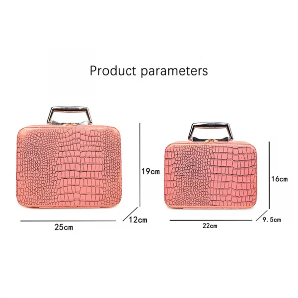 S80d079272c45408bb7e7c950f9bbe54dL.webp حقيبة مكياج محمولة للسيدات، بسعة كبيرة وملمس لامع، مناسبة للسفر