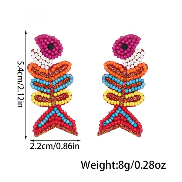أقراط WELBACK مطرّزة بشكل سمك ذهبي للنساء
