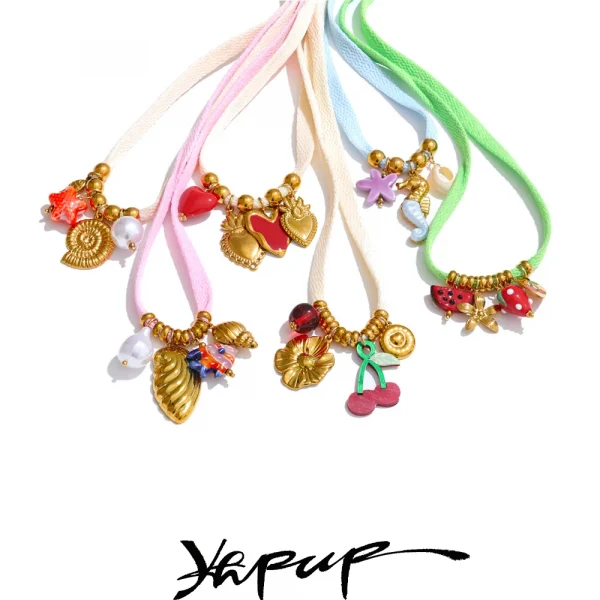 زوجان من أربطة الحذاء من يهبپ بطول 100 سم، بألوان الوردي والأخضر والبيج والأزرق، مصنوعة من ستانلس ستيل، مزينة بفواكه وصدف وحصان بحر، مناسبة للأحذية الكاجوال