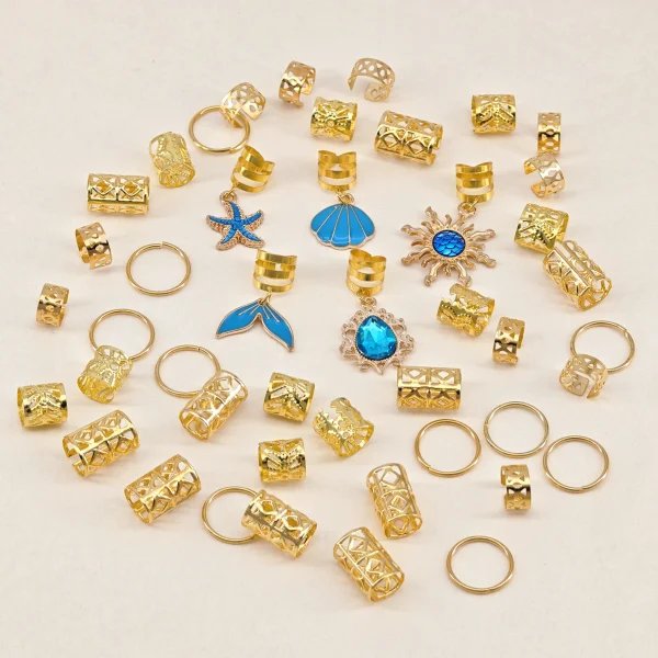 مجموعة 45 قطعة من حلقات الشعر باروكية اللؤلؤ والمحار