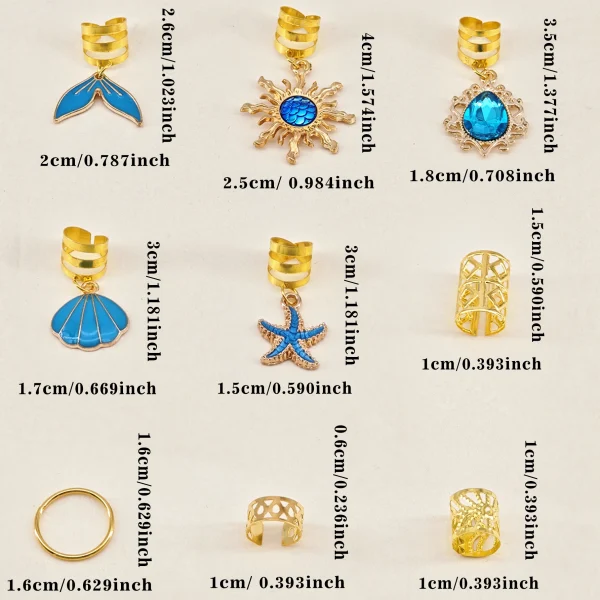 مجموعة 45 قطعة من حلقات الشعر باروكية اللؤلؤ والمحار