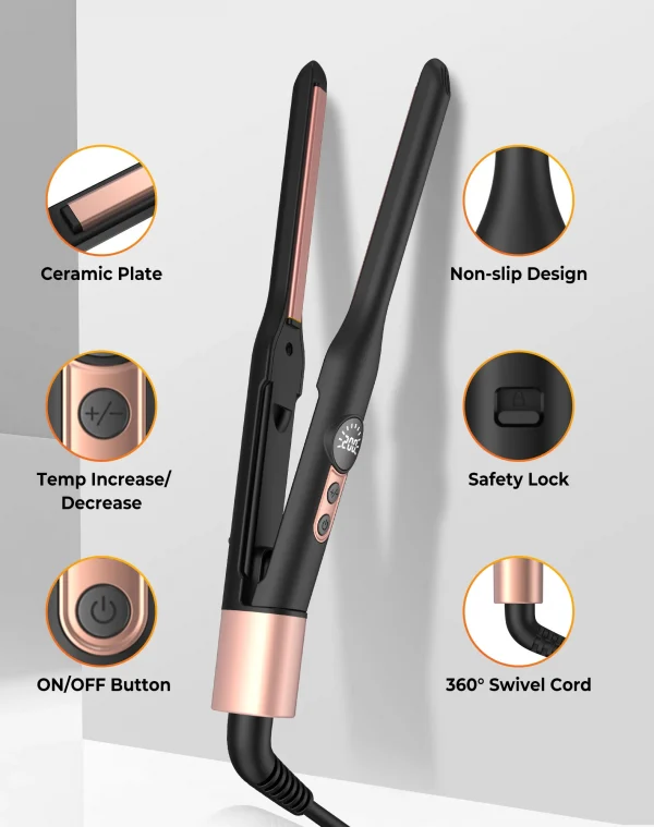 مكواة شعر مسطحة بحجم 3/10 بوصة