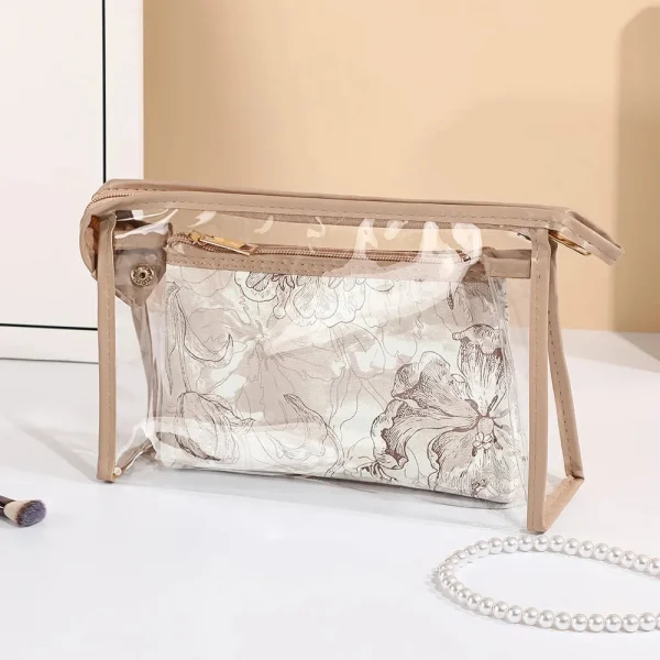 مجموعة جديدة من ثلاث قطع لحقيبة مكياج بسعة كبيرة بطبعة زهور