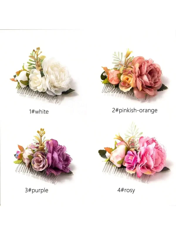 مشط شعر  مصنوع من قماش يحاكي الزهور بشكل واقعي، بتصميم وردة