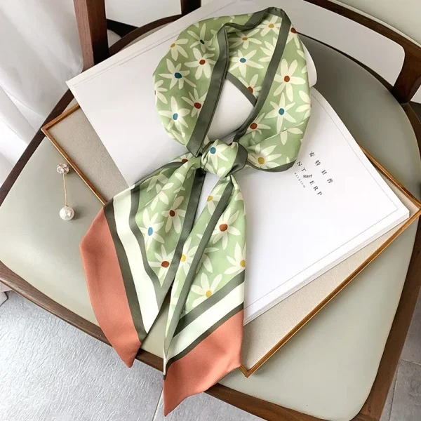 وشاح كوري حريري متعدد الاستخدامات، يمكن استخدامه كربطة شعر أو ربطة حقيبة