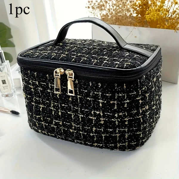 حقيبة مكياج بنقشة كورية مربعة